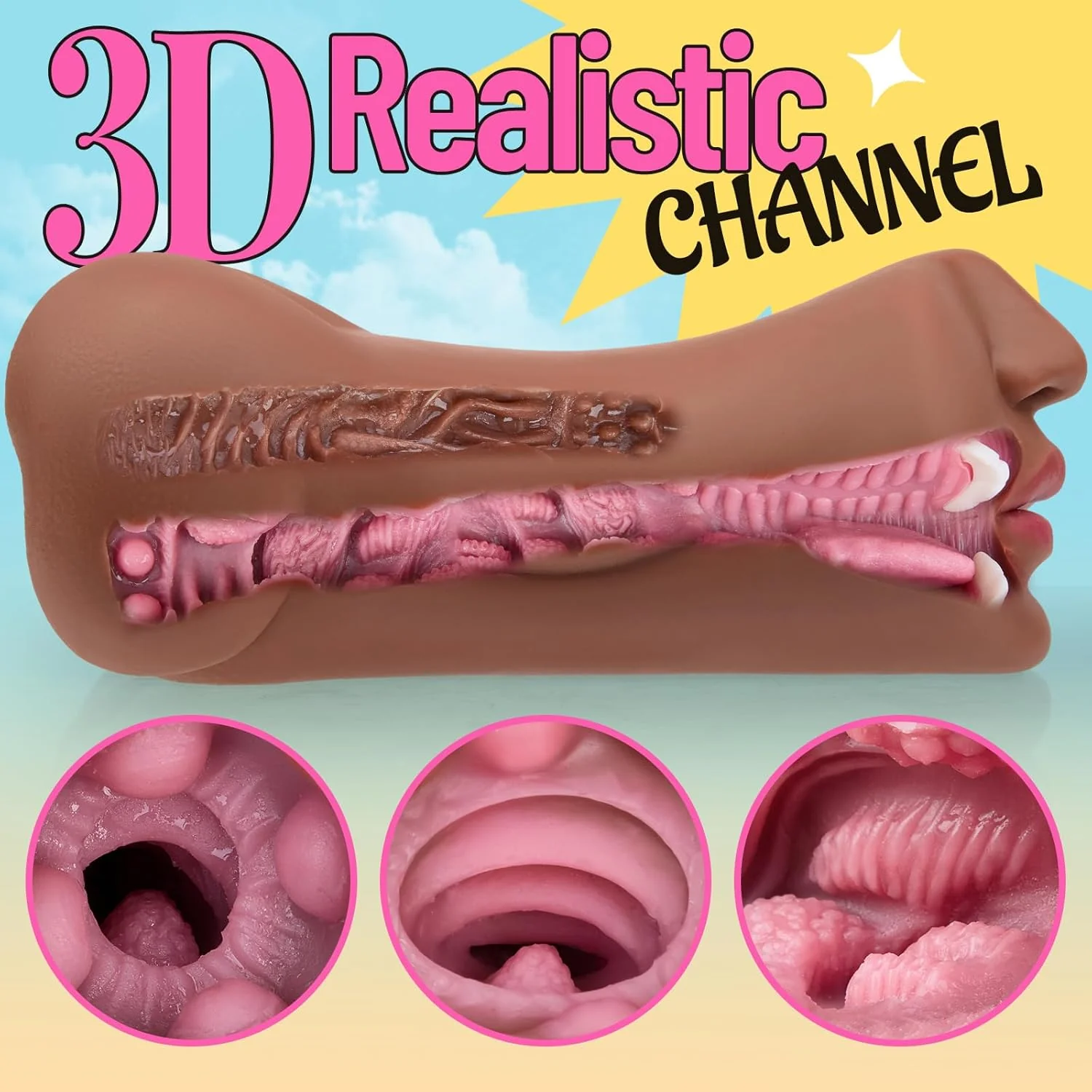 1.41Lbs 3-in-1 Pocket Pussy Realistic Mouth Vagina and Tight ass Male Penis Stroker - Image 3