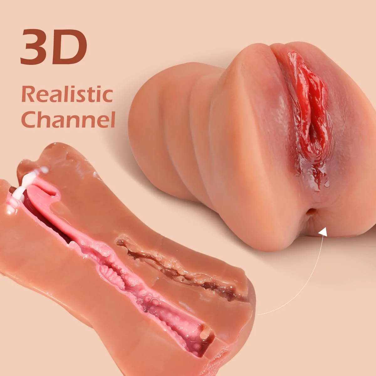 1.43Lb 3-in-1 Pocket Pussy Vagina and Tight Anus Deep Throat Oral Male Stroker - Image 4