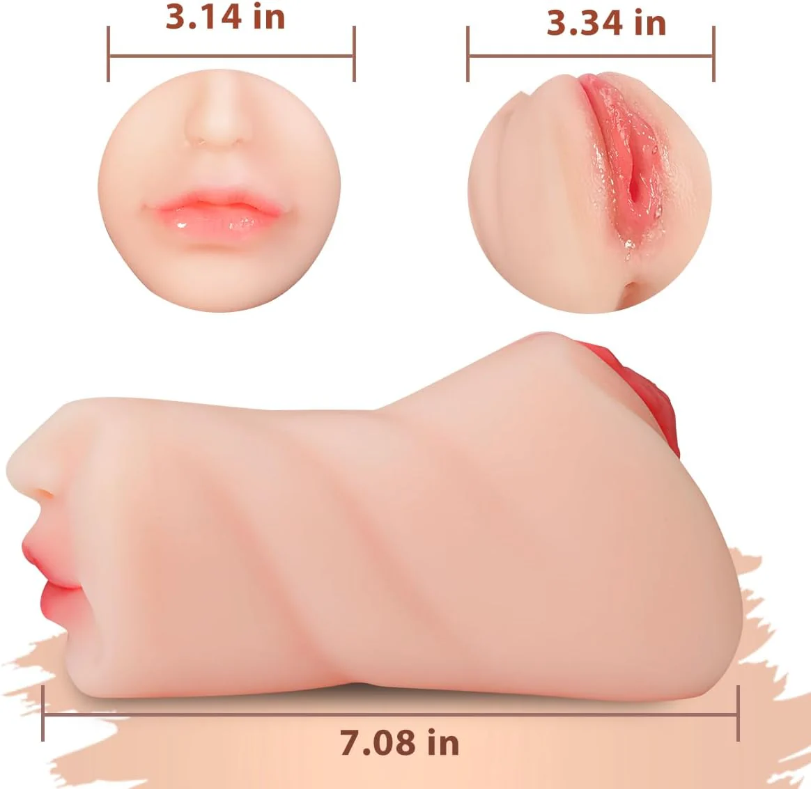 1.43Lb 3-in-1 Pocket Pussy Vagina and Tight Anus Deep Throat Oral Male Stroker - Image 6