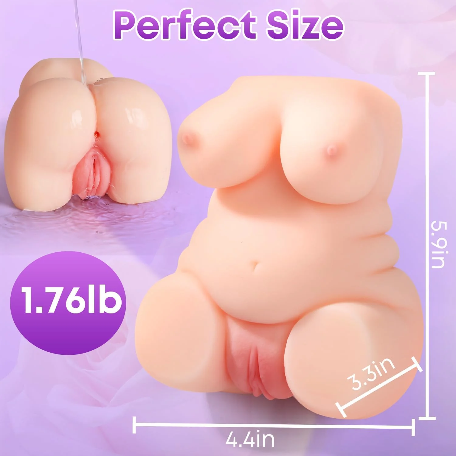 1.76Lb 2-in-1 Pocket Pussy Sex Dolls with Realistic Breast Vagina Tight Anus - Image 6