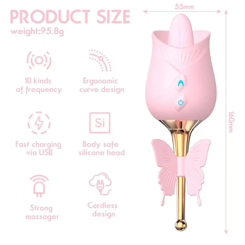 10-Frequency Vibration Tongue Licking Rose Vibrator - Image 6