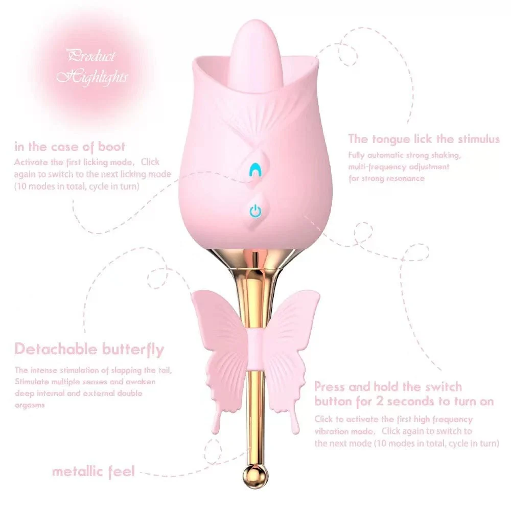 10-Frequency Vibration Tongue Licking Rose Vibrator - Image 8
