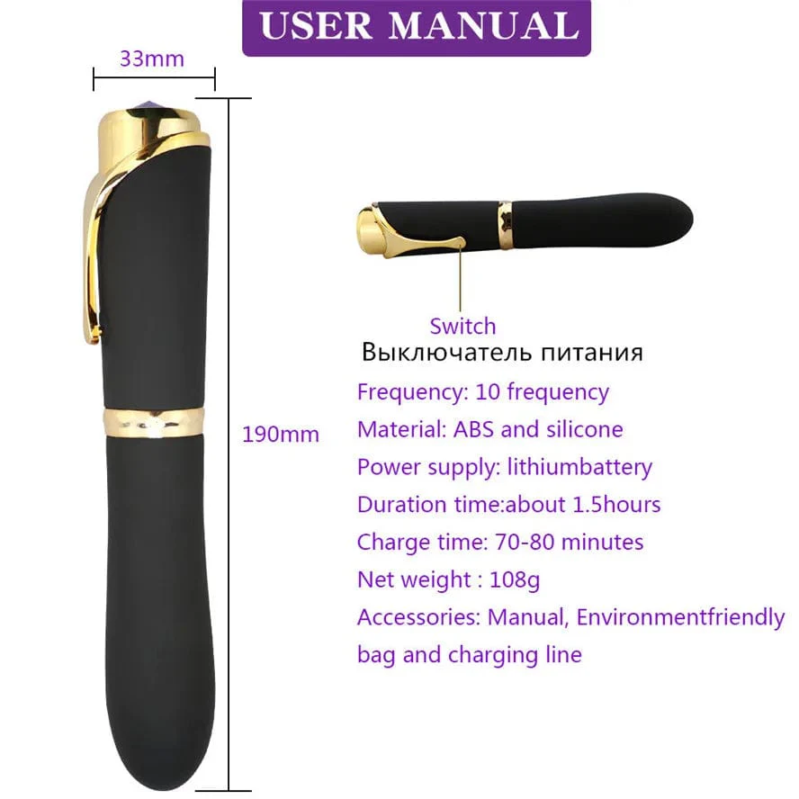 10 Speed Pen-shaped G-spot Vibrating Dildo Magic Massager - Image 3