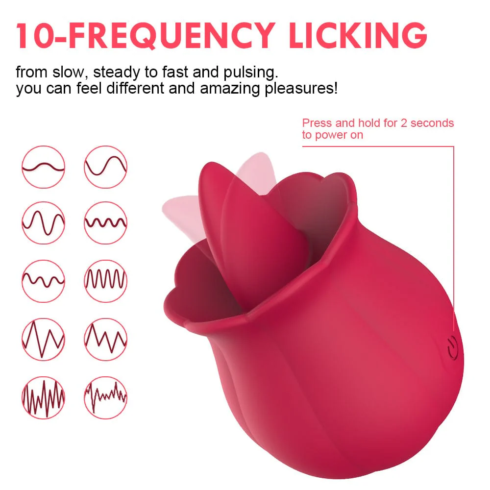 10 Speeds Vibrating Rose Shape Tongue Licking Vibrator For Women - Image 2