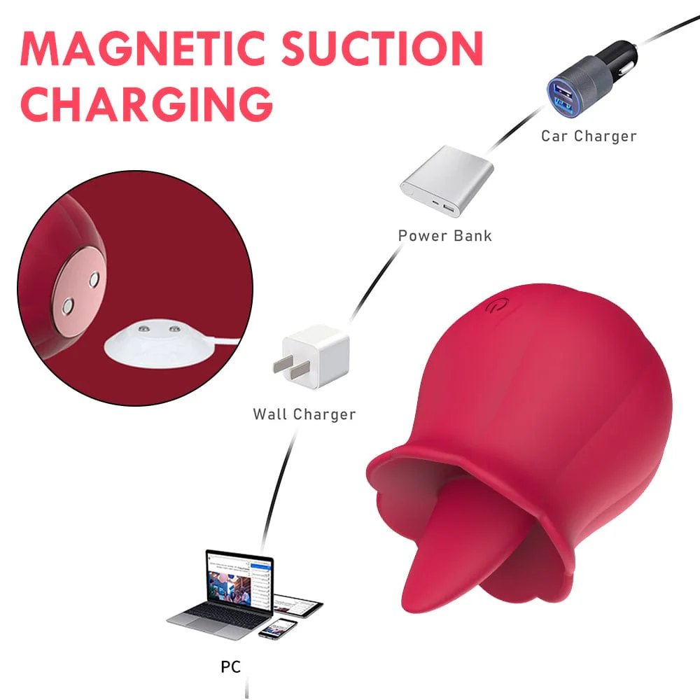 10 Speeds Vibrating Rose Shape Tongue Licking Vibrator For Women - Image 4
