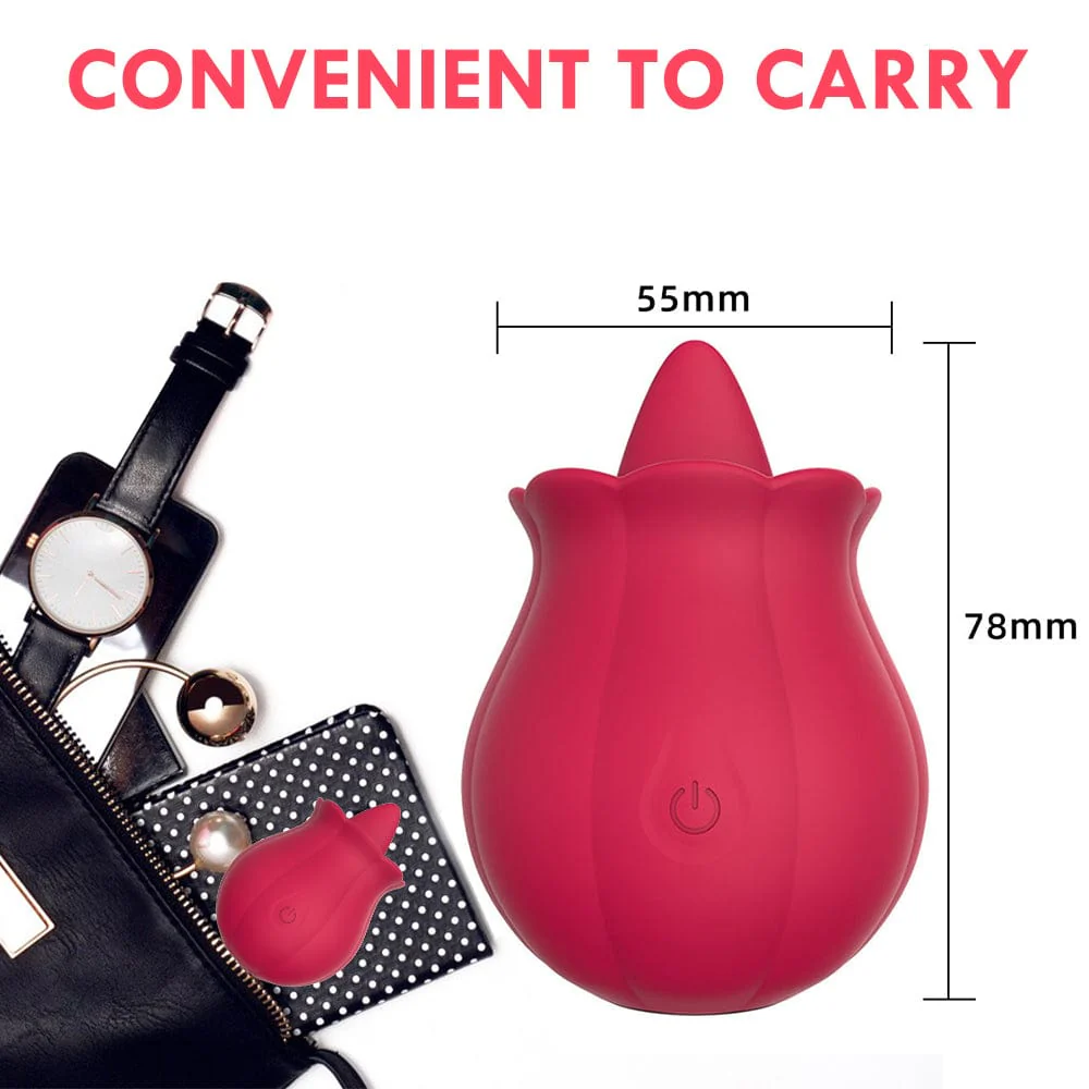 10 Speeds Vibrating Rose Shape Tongue Licking Vibrator For Women - Image 5