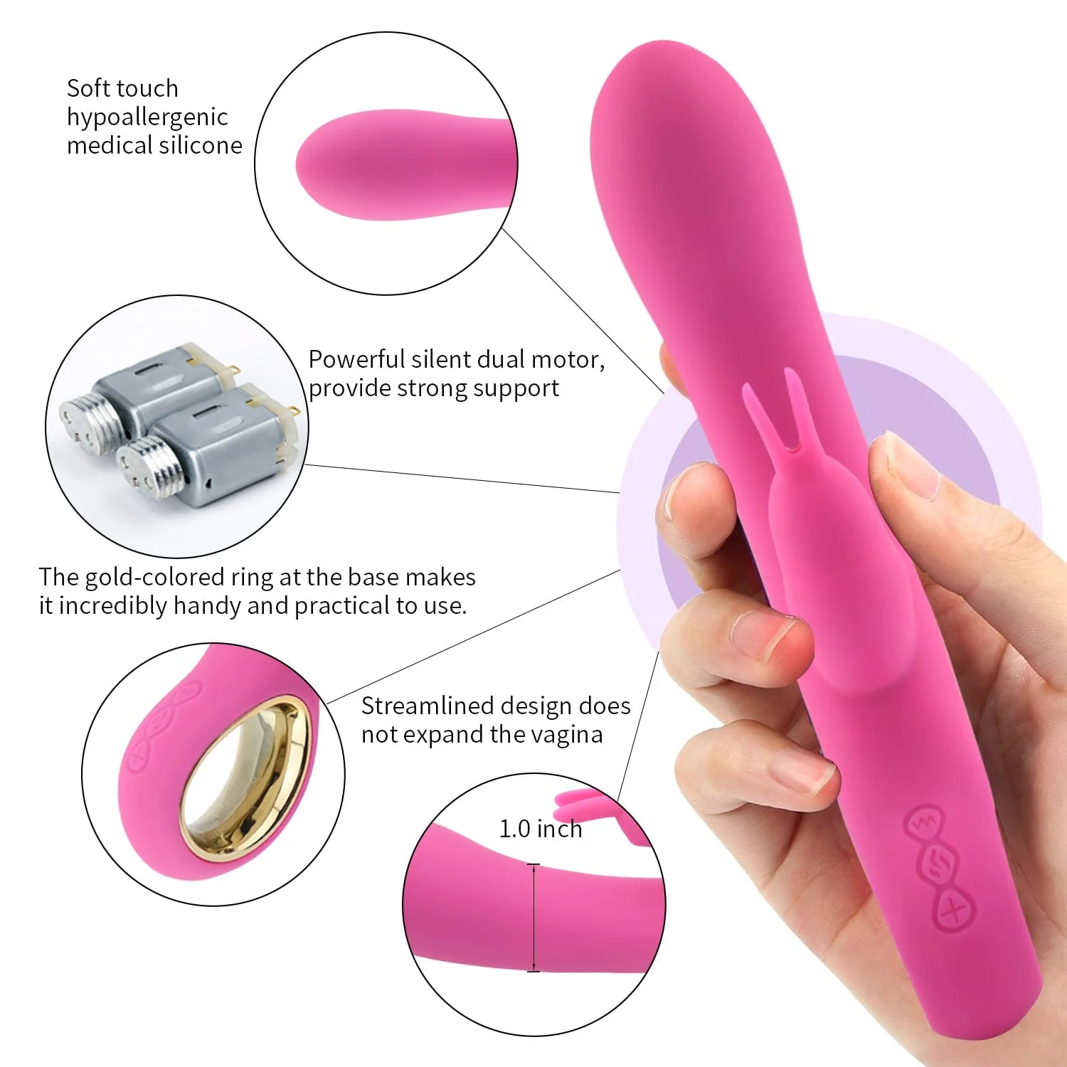 Rabbit Vibrator 42 ℃ Heating Stick Masturbation Waterproof Multi-frequency Vibration - Image 6