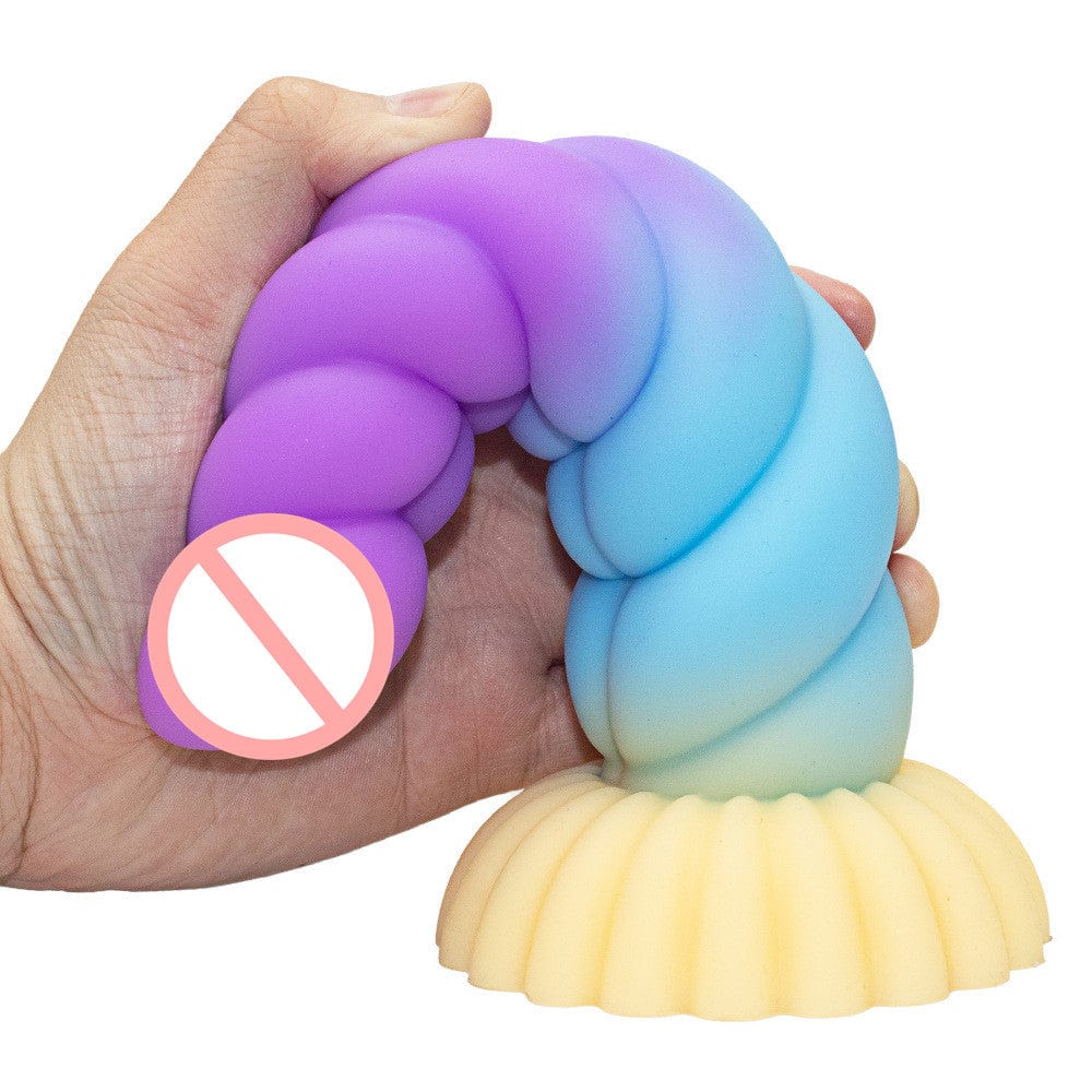 Colorful Braid Dildo Vibrator Liquid Silicone Anal Plug - Image 3