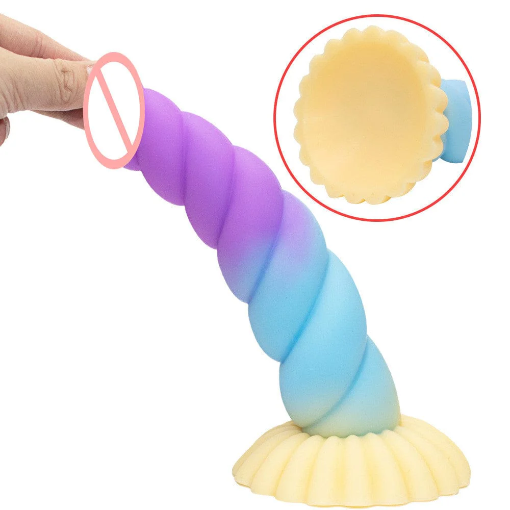 Colorful Braid Dildo Vibrator Liquid Silicone Anal Plug - Image 4