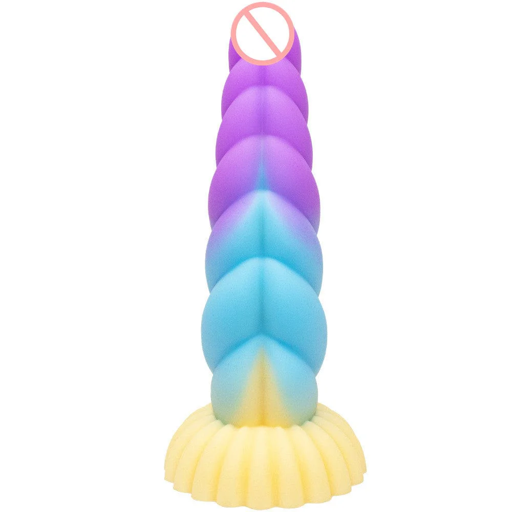 Colorful Braid Dildo Vibrator Liquid Silicone Anal Plug - Image 8