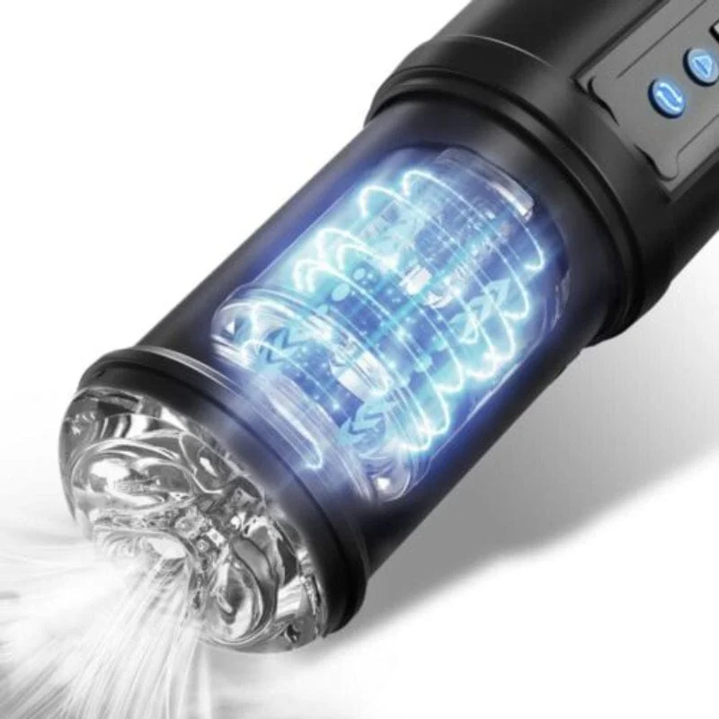 Black Panda Adams 5 Sucking 5 Telescoping 10 Vibrating Oral Sex Male Masturbator - Image 2