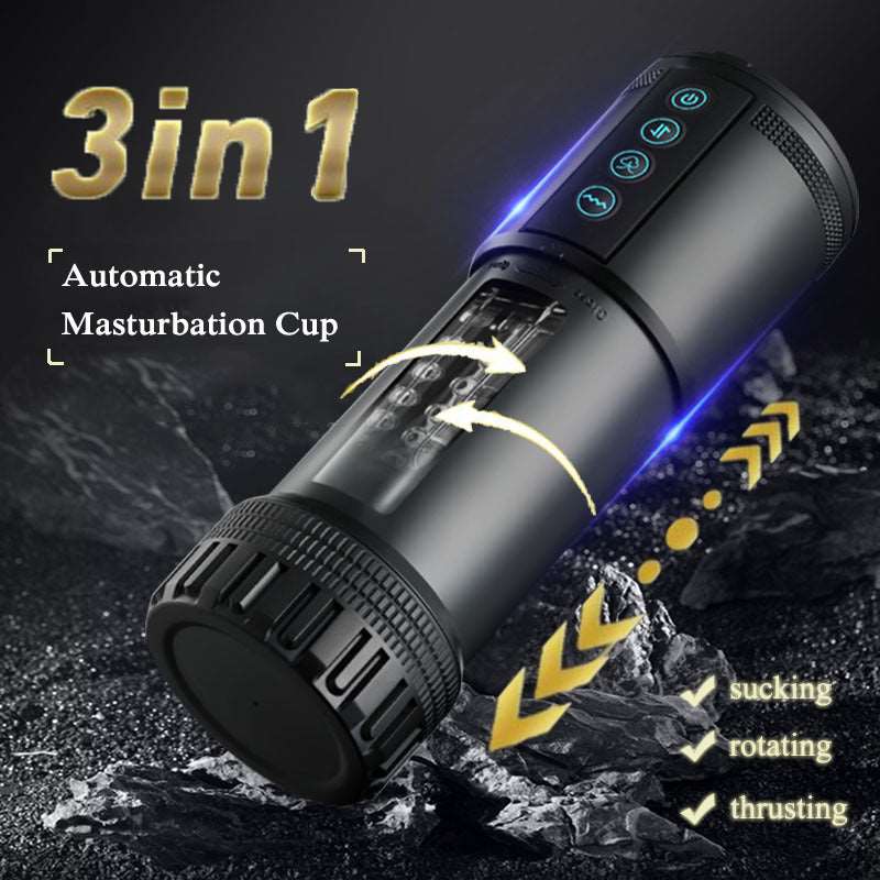 Black Panda Adams 5 Sucking 5 Telescoping 10 Vibrating Oral Sex Male Masturbator - Image 3