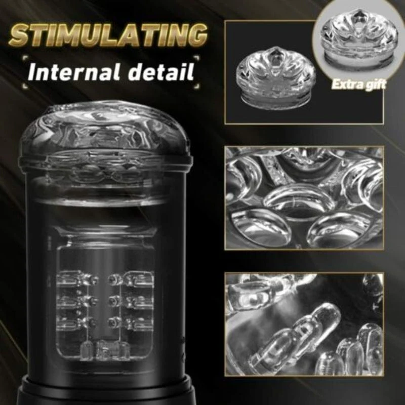 Black Panda Adams 5 Sucking 5 Telescoping 10 Vibrating Oral Sex Male Masturbator - Image 6
