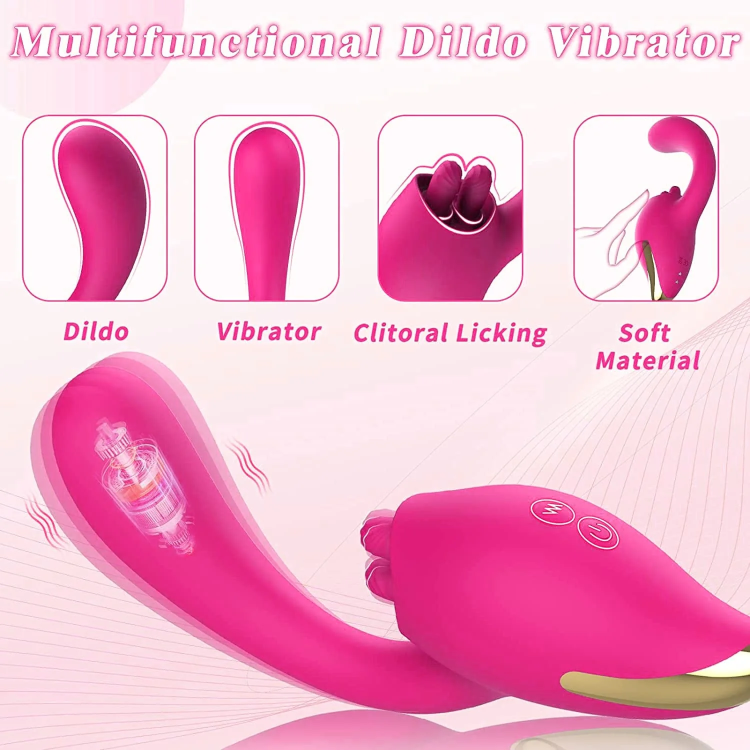 Merlot 2-in-1 Tongue-licking Dildo Vibrator - Image 2