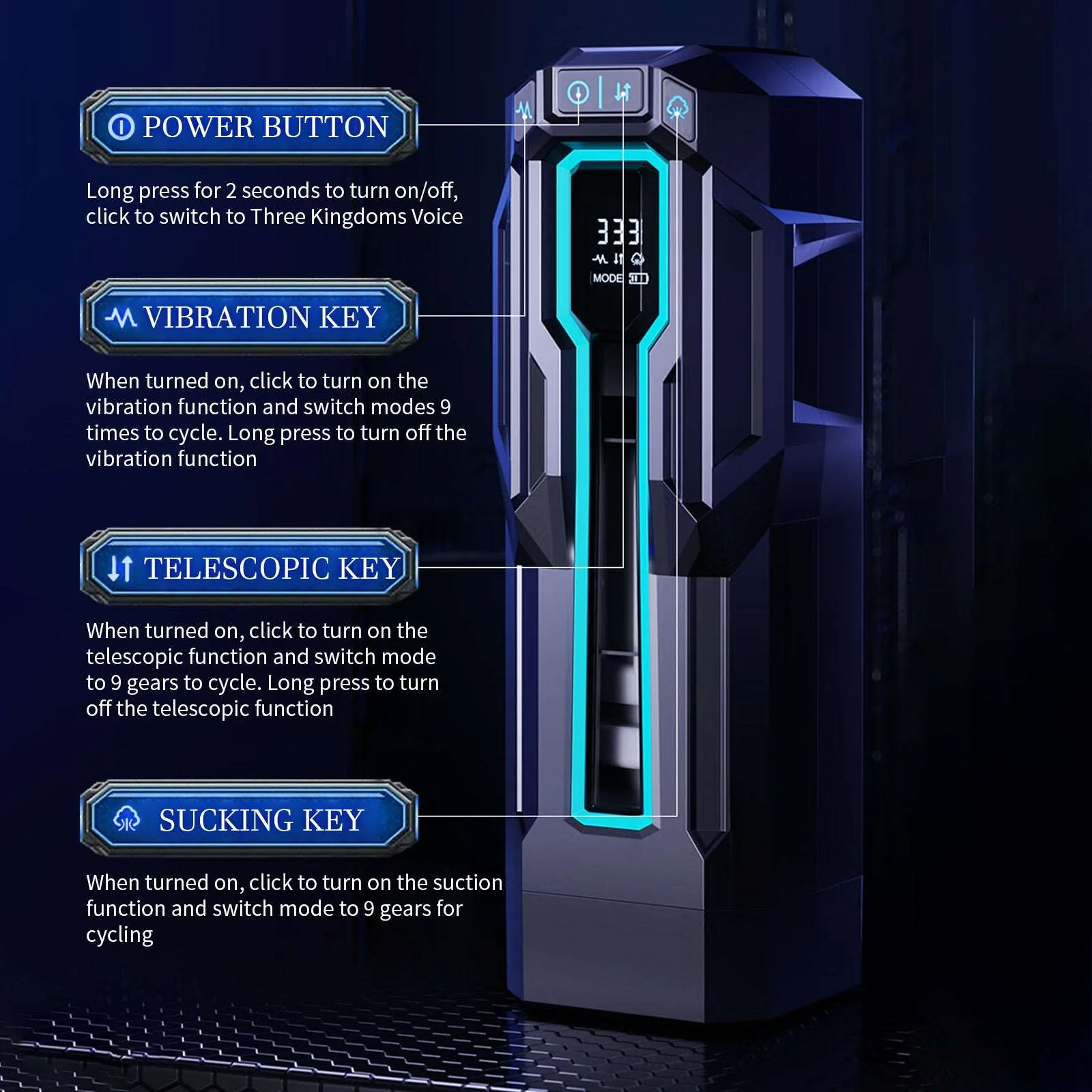 3-in-1 Telescopic Sucking Vibrating Deepthroat Male Masturbator - Image 3