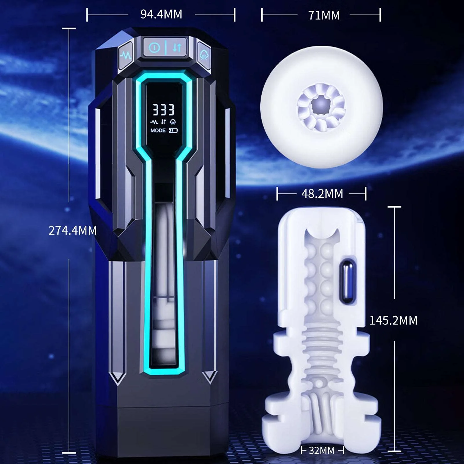 3-in-1 Telescopic Sucking Vibrating Deepthroat Male Masturbator - Image 4