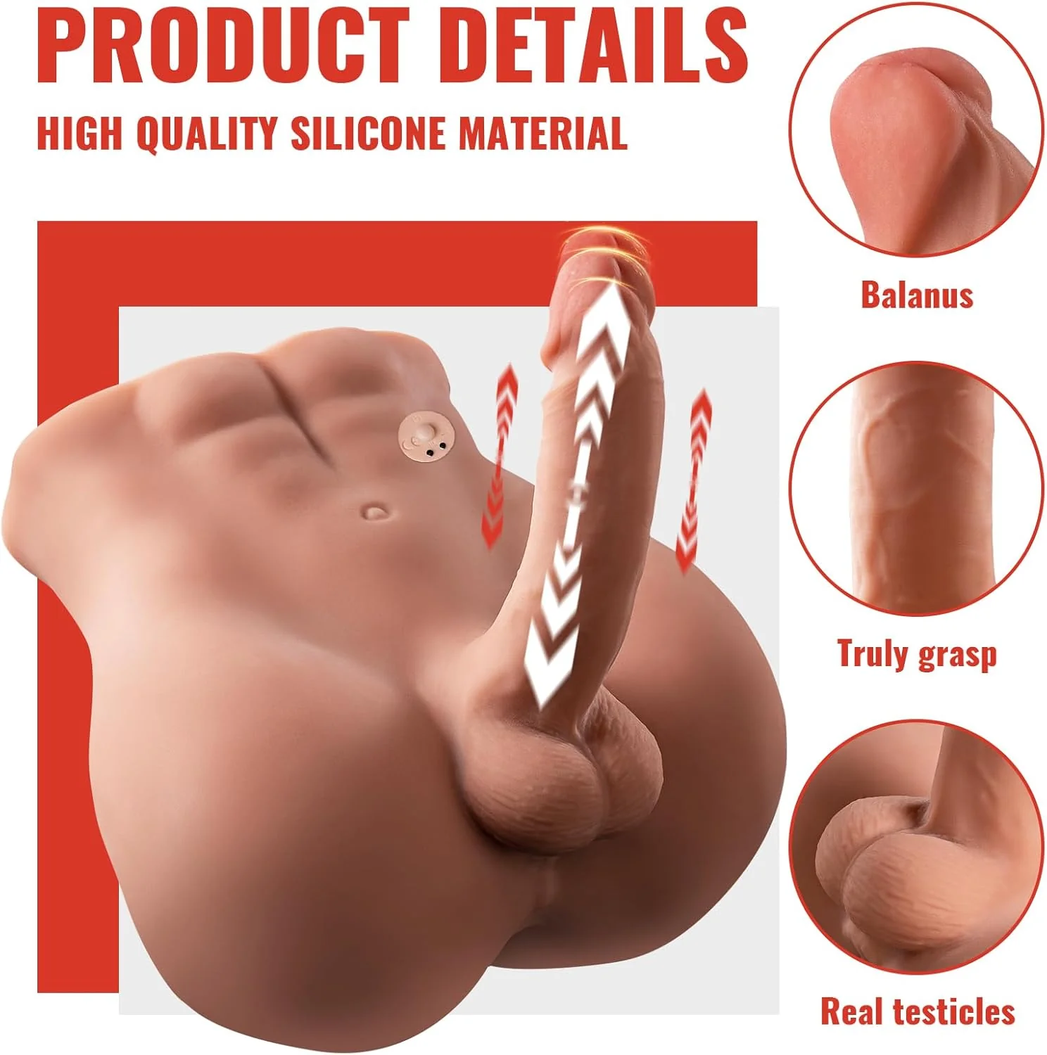 11.46Lb Realistic Male Torso Sex Doll With Thrusting Dildo & Anus - Image 3