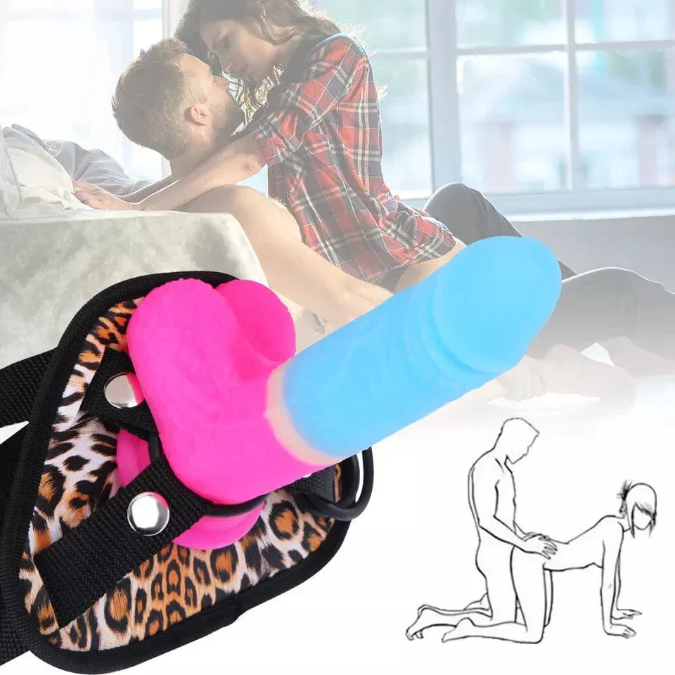 7.09 Inches Strap-on Dildo Leopard Belt For Lesbian Couple - Image 4