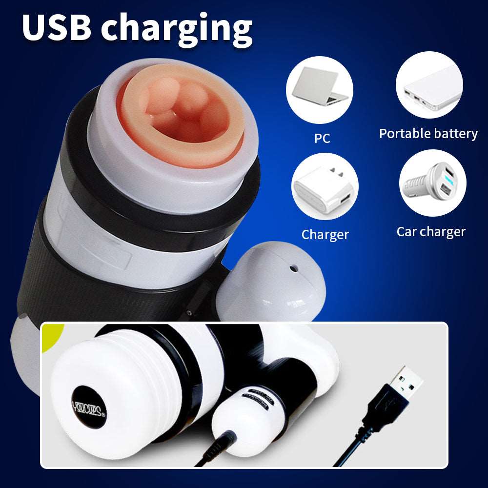 12 Speeds Telescopic Vibrator Realistic Vagina Male Masturbator - Image 5