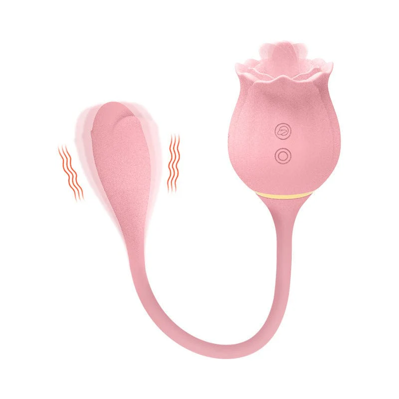 2 In 1 Rose Clitoris Vibrator Tongue Licking Thrusting Vibrator Nipple Stimulator - Image 10
