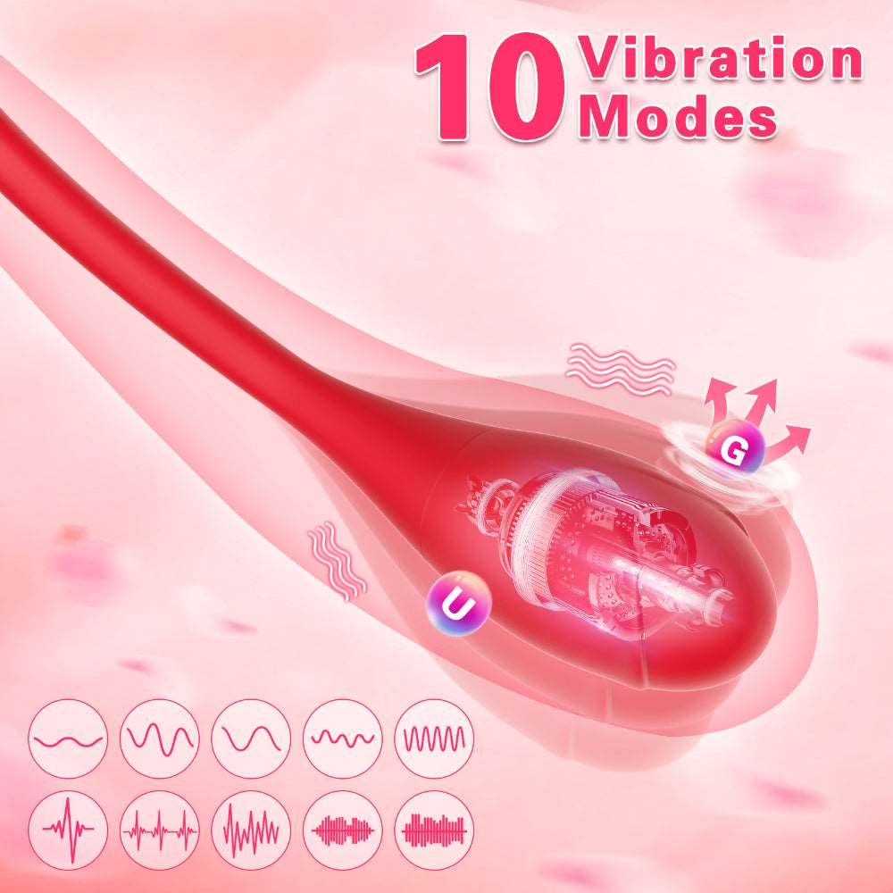 2 In 1 Rose Clitoris Vibrator Tongue Licking Thrusting Vibrator Nipple Stimulator - Image 4