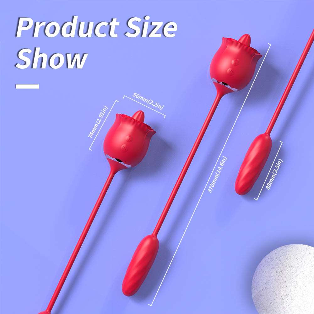 2 In 1 Rose Toy Thrusting Dildo Vibrator With 9 Tongue Licking 9 Thrusting Vibrating - Image 7