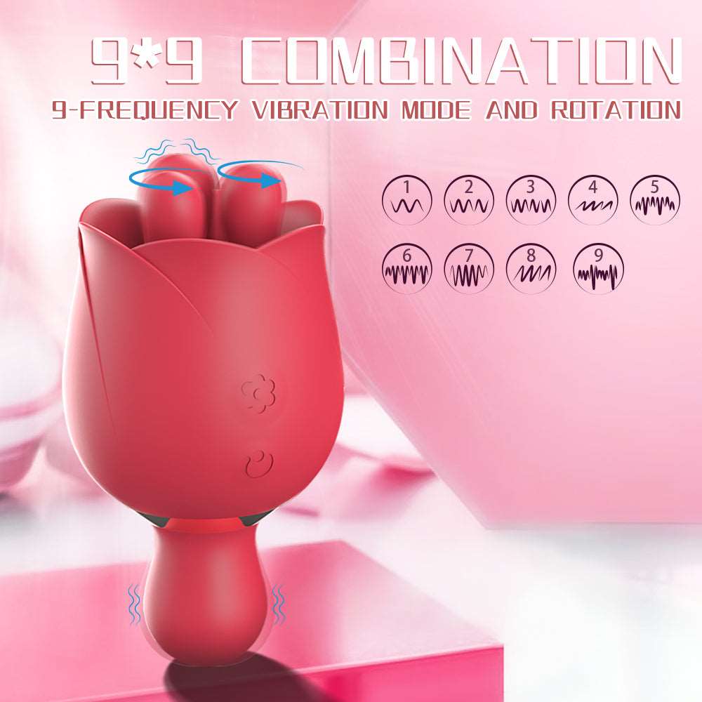 2 In 1 Rose Vibrator Sex Toy Clitoral Clit Tongue Licking Vibrator - Image 3