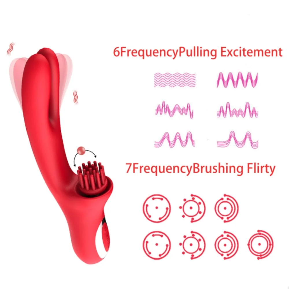 3 In 1 Clit Tickling G Spot Wiggling Dildo Vibrator - Image 4