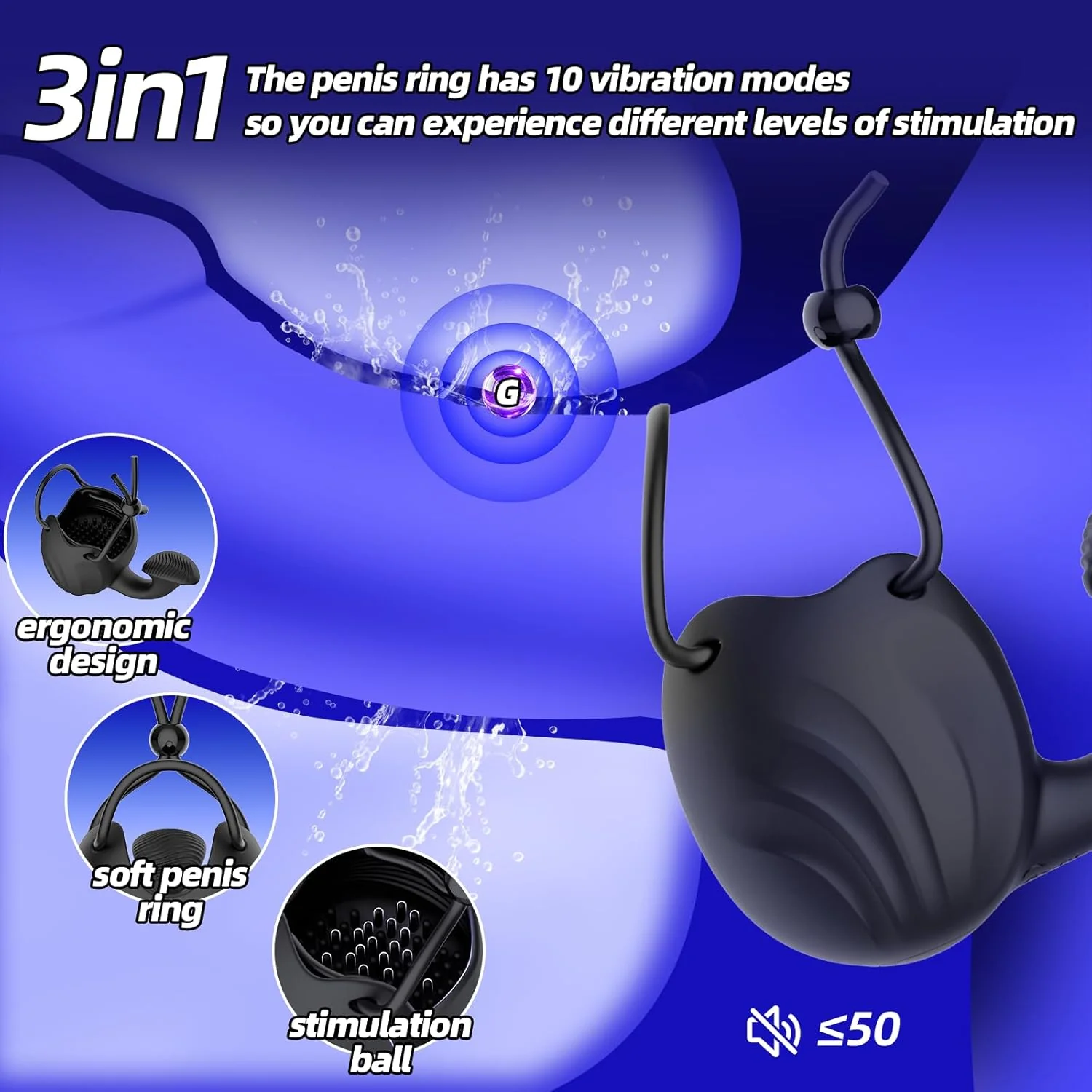 3 In 1 Vibrating Cock Ring - Image 3