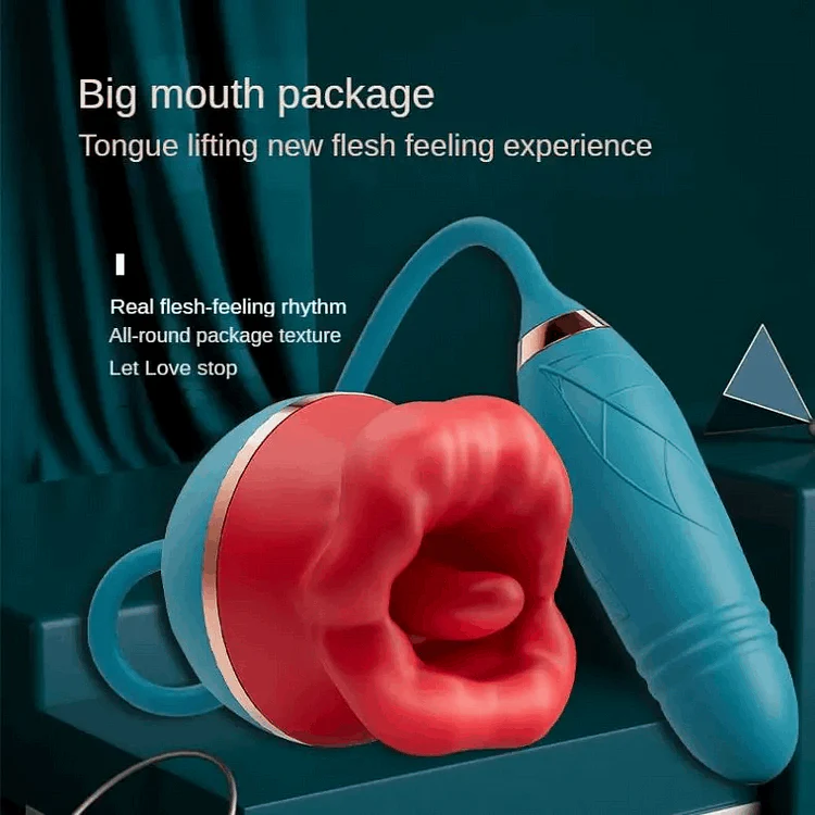 3 In1 Big Mouth Sucking Tongue Licking Vibrator & Thrusting Bullet Vibrator - Image 3