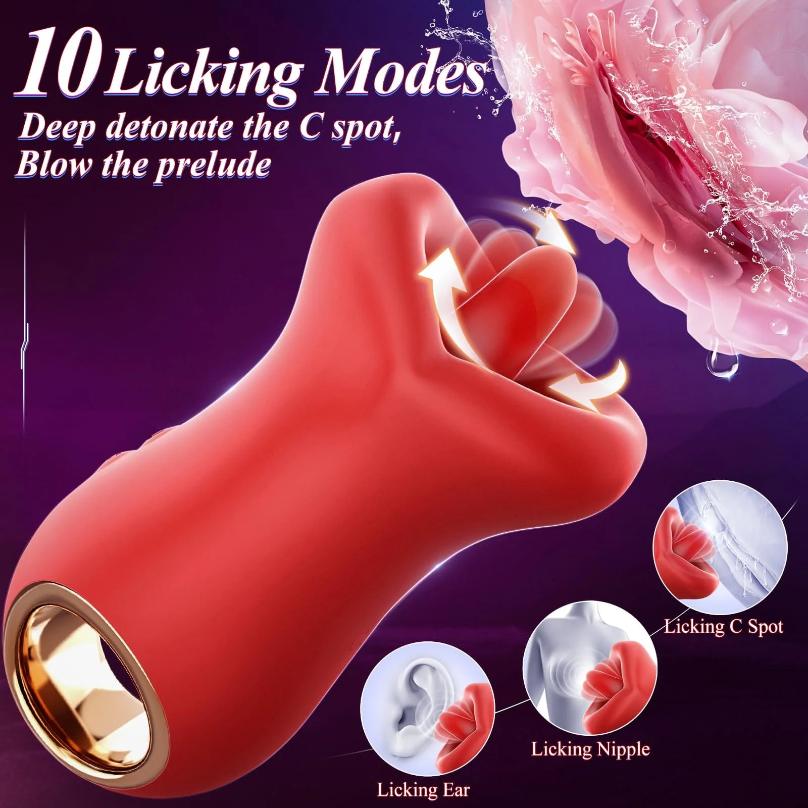 3IN1 Handle Mouth-Shaped 10 Tongue Licking Kissing - Image 2