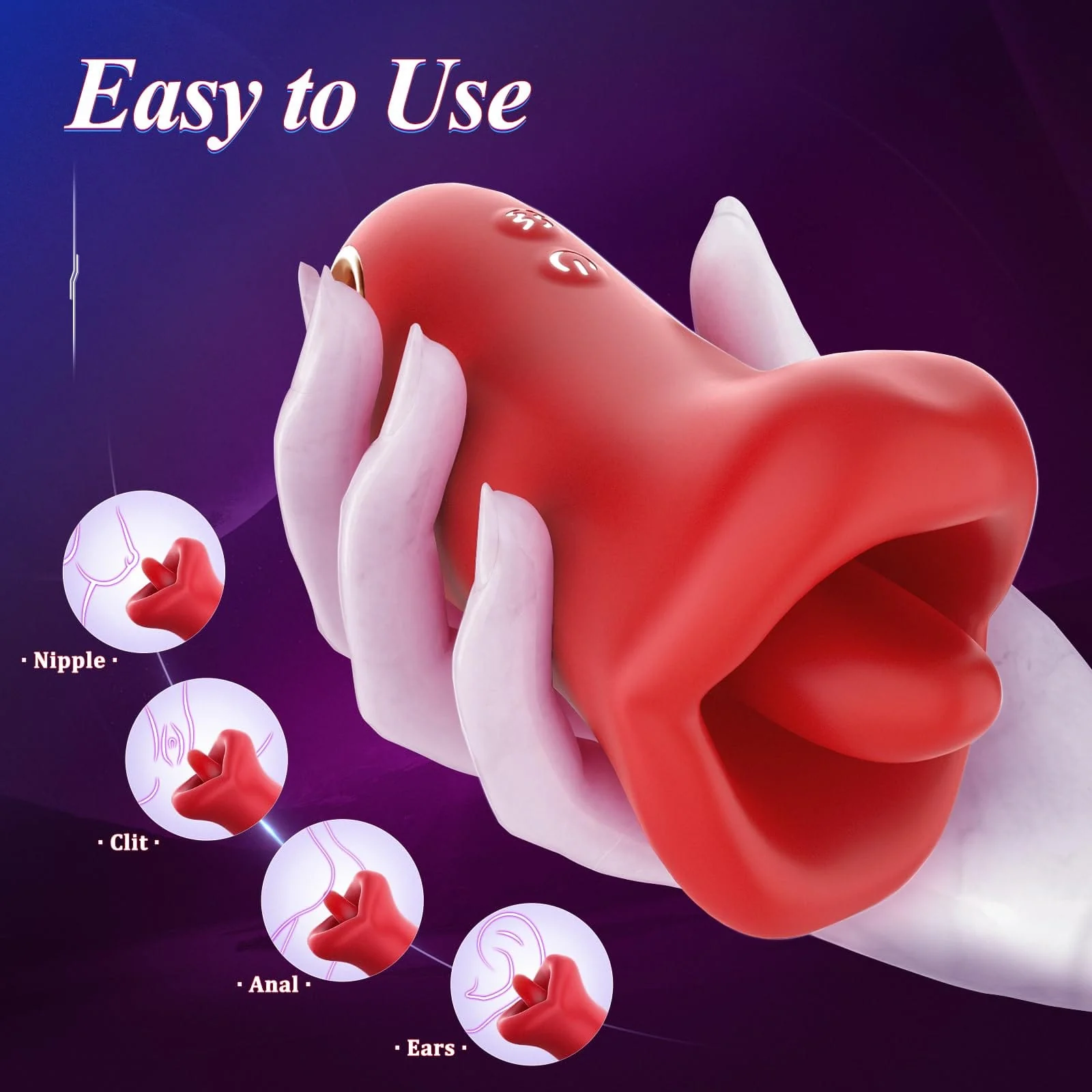 3IN1 Handle Mouth-Shaped 10 Tongue Licking Kissing - Image 6