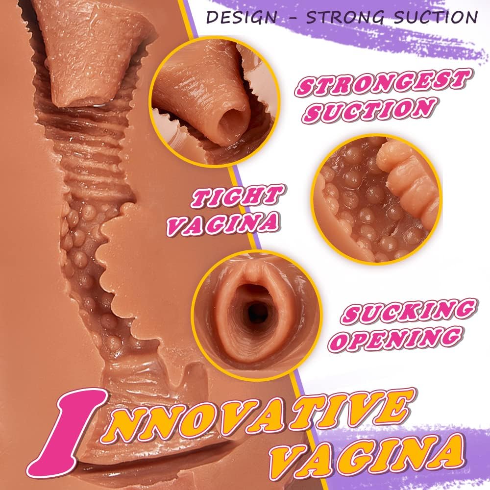 4.1Lb 2-in-1 Realistic Brown Big Ass Male Pocket Pussy with Virgin Tight Labia and Anus - Image 3