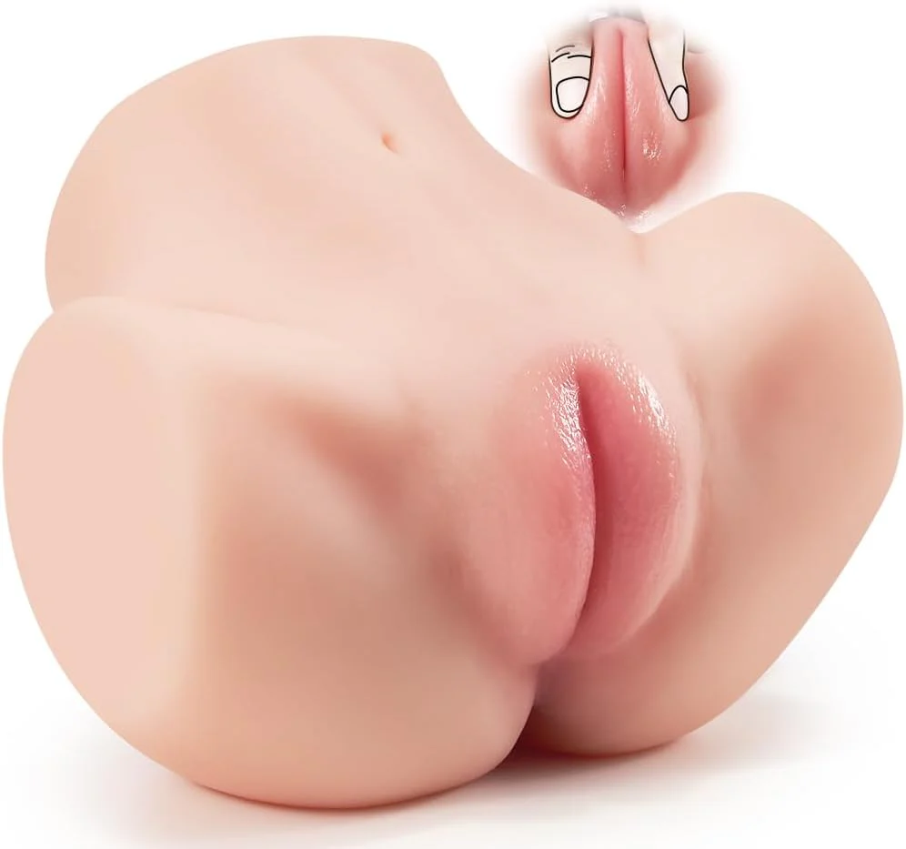 4.1Lb 2-in-1 Realistic Brown Big Ass Male Pocket Pussy with Virgin Tight Labia and Anus - Image 9