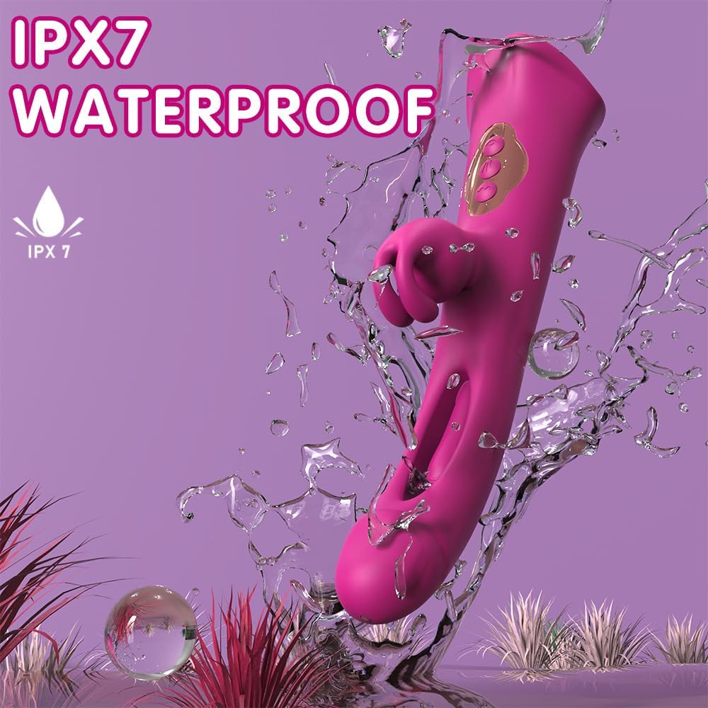 4 IN 1 Rose Muncher Rabbit Vibrator Licking Vibrating Flapping Clit Nipple Stimulator - Image 6