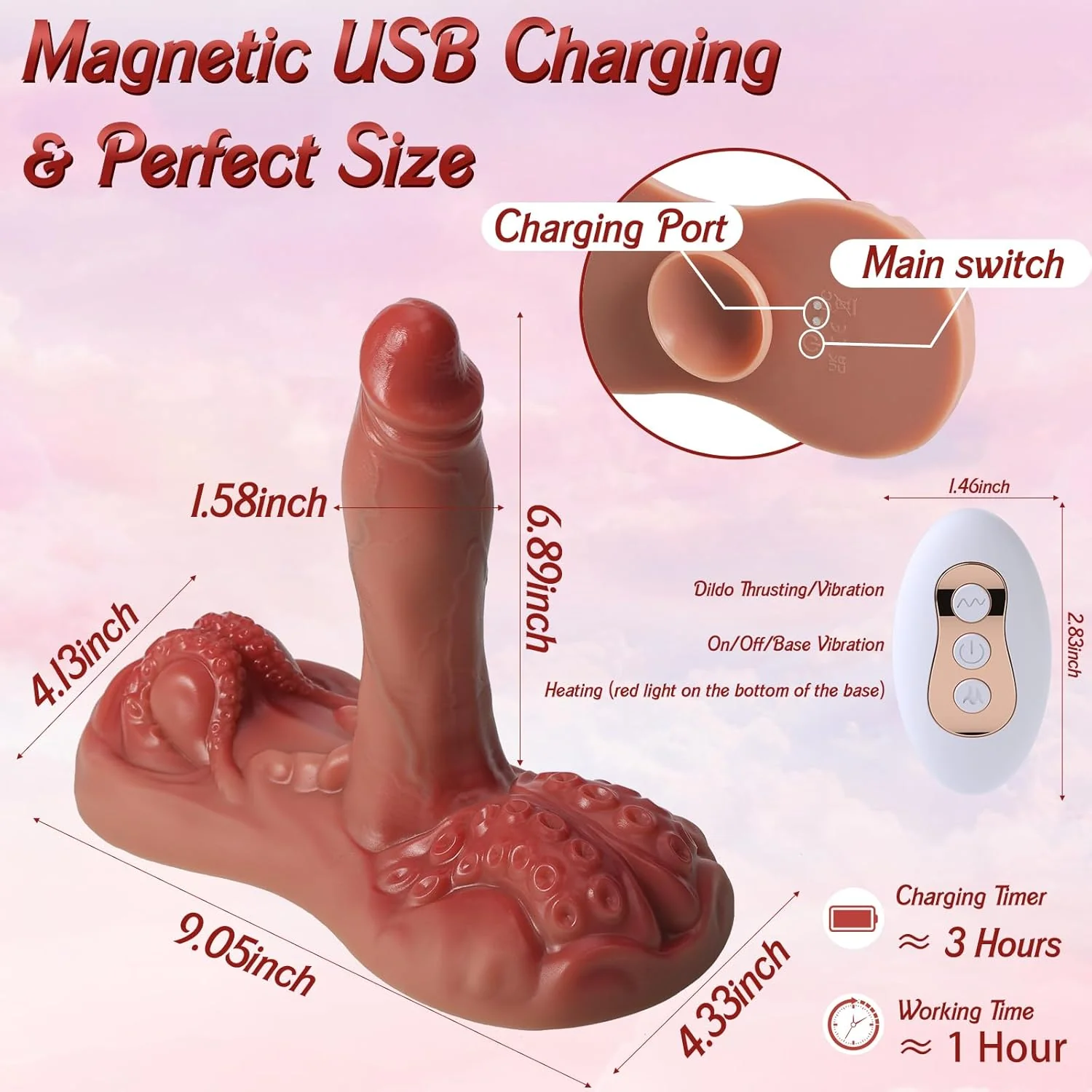4 in 1 Sit and Ride Monster Dildo Vibrator with Remote Control - Image 8