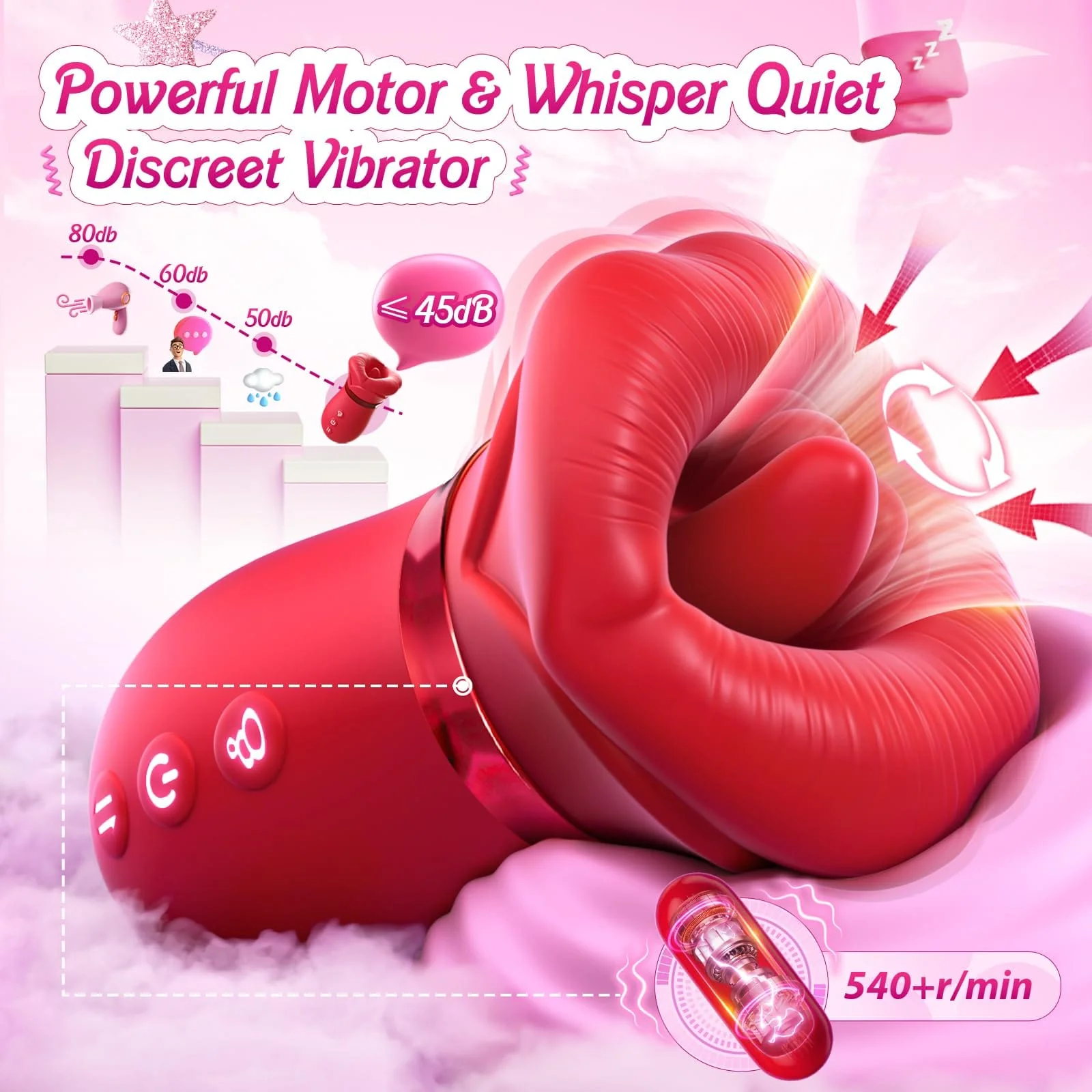 4IN1 Mouth Sucking Vibrator Rose Sex Toy - Image 4