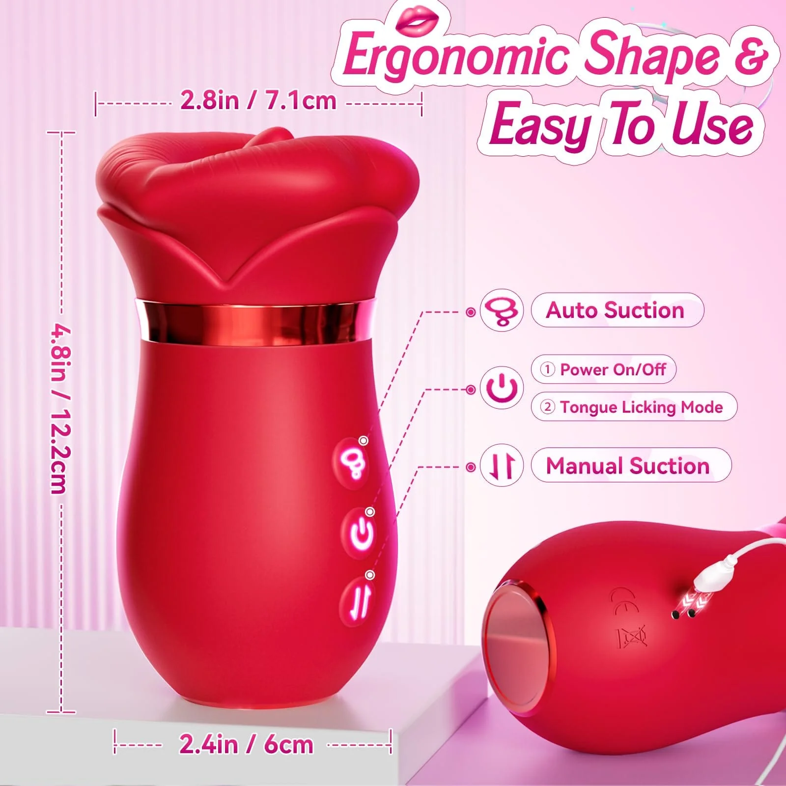 4IN1 Mouth Sucking Vibrator Rose Sex Toy - Image 7