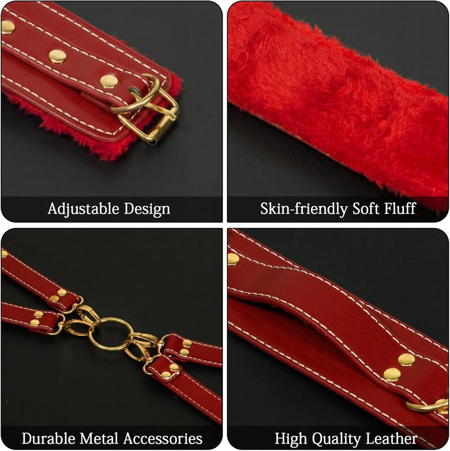 4PCS BDSM Kit Sex Bondage Set with Adjustable Cuffs for SM Games Couples firting - Image 5