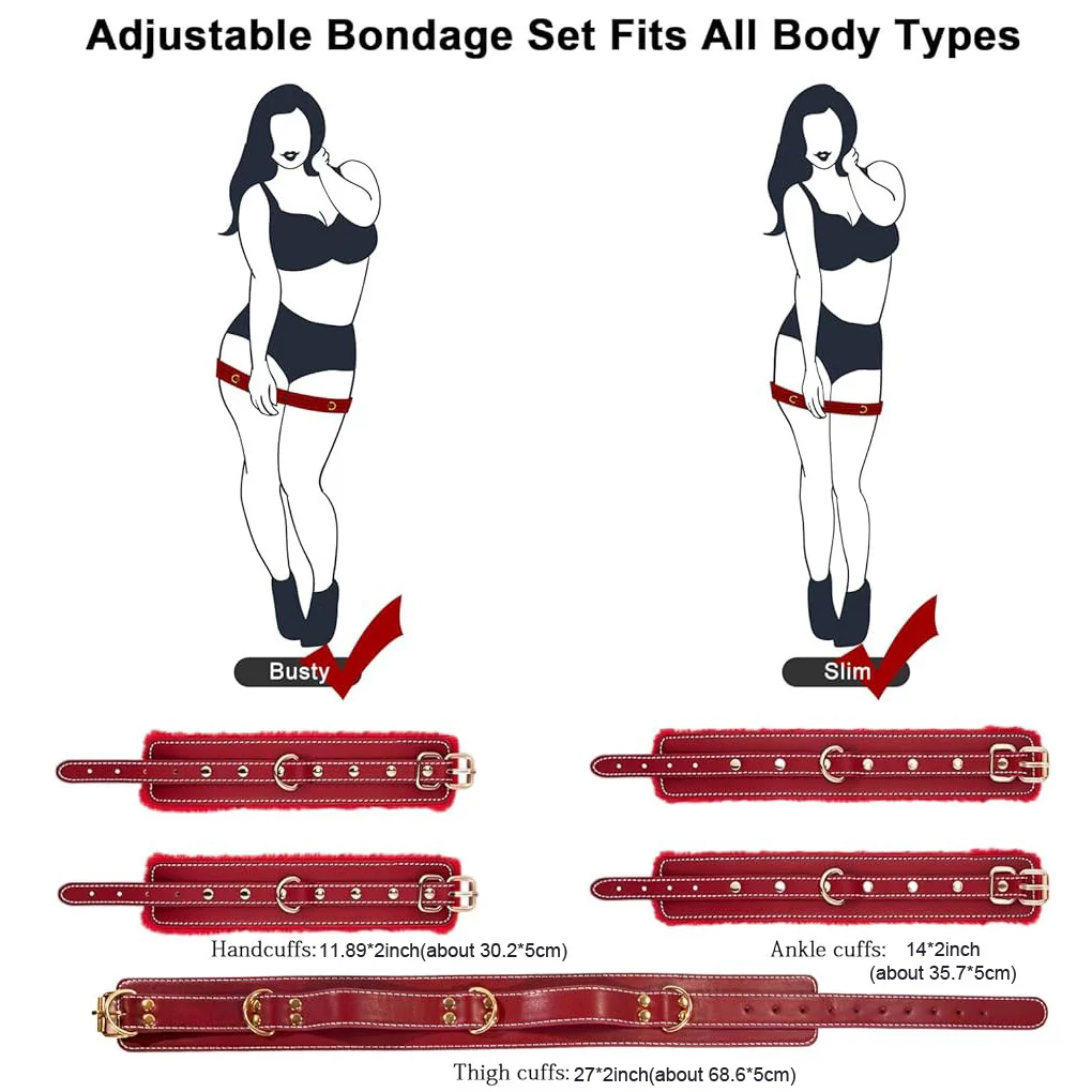 4PCS BDSM Kit Sex Bondage Set with Adjustable Cuffs for SM Games Couples firting - Image 6