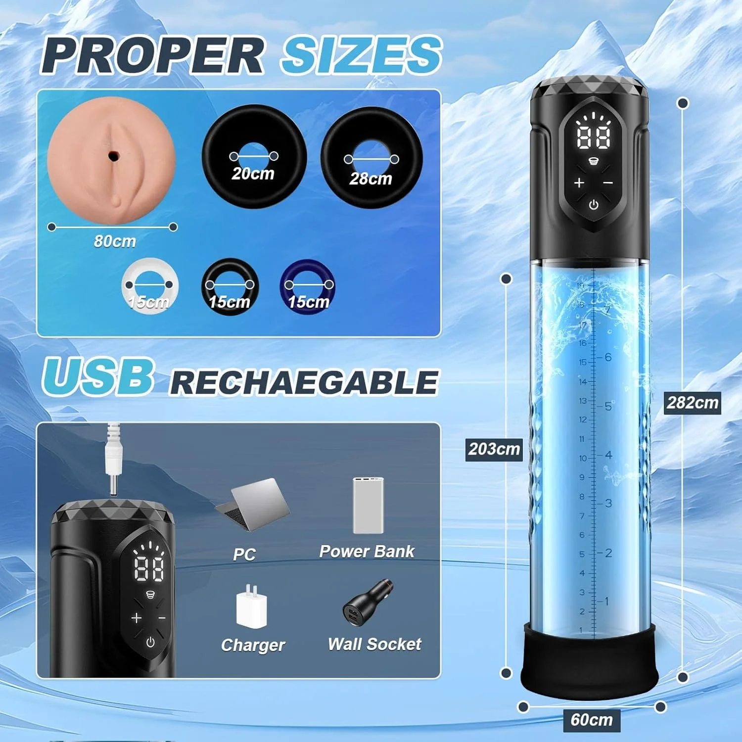 5 Suction 5 Pressure Penis Pump Male Sex Stroker - Image 7