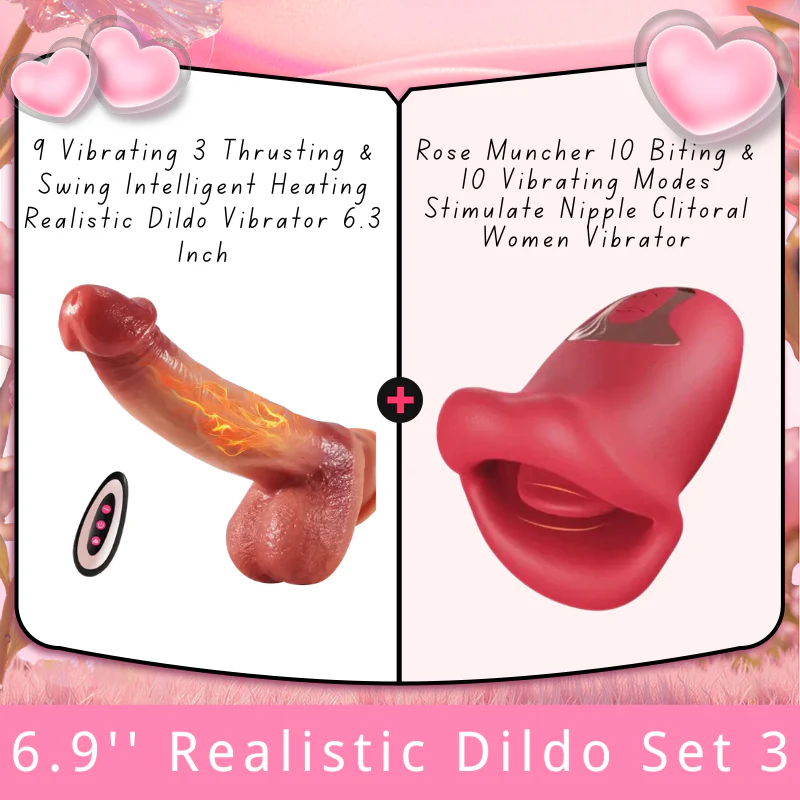 9 Vibrating 3 Thrusting & Swing Intelligent Heating Realistic Dildo Vibrator 6.3 Inch - Image 8