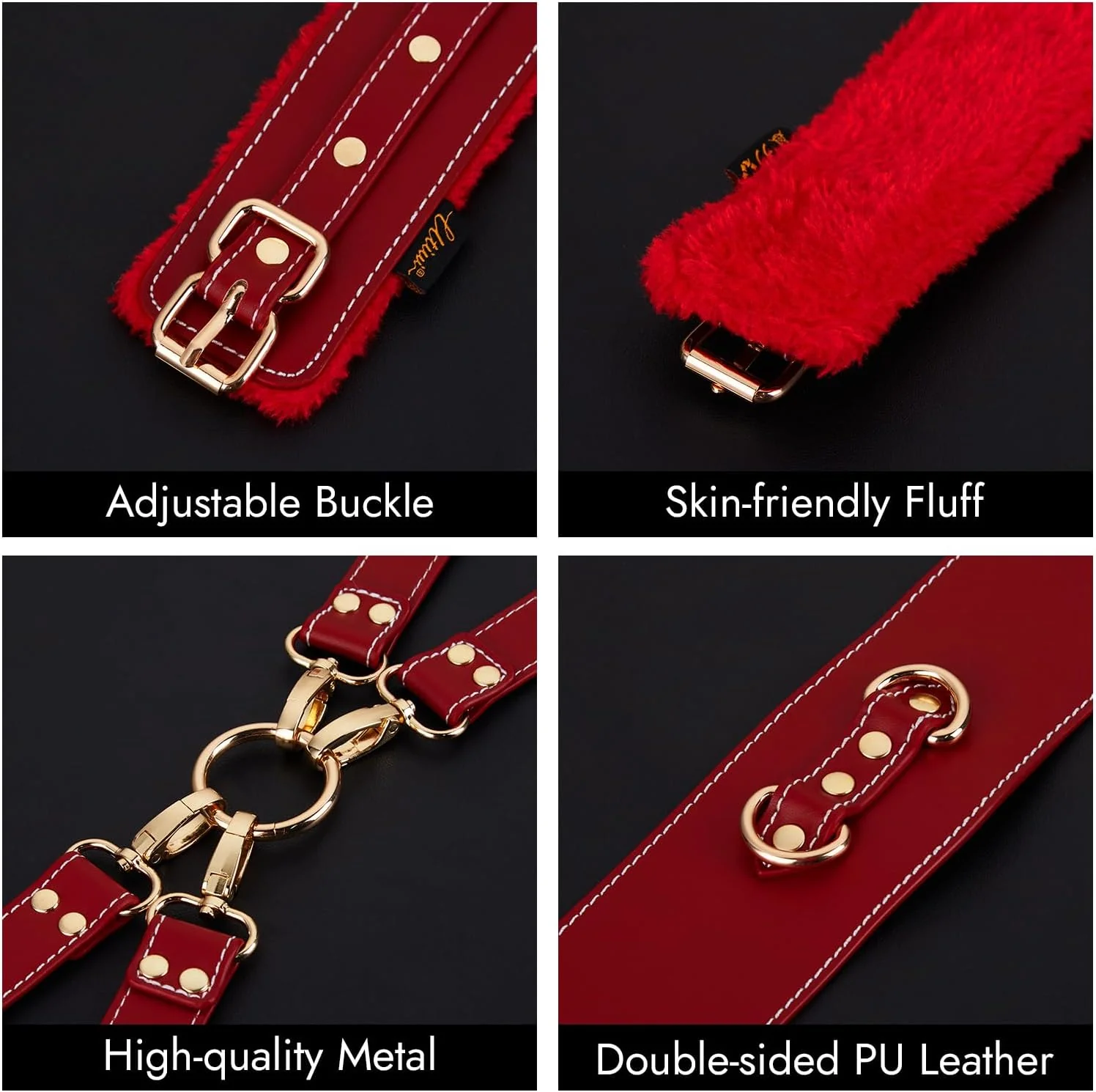 6PCS Sex Bondage BDSM Kit with Adjustable Cuffs Blindfold SM Games For Couple - Image 5