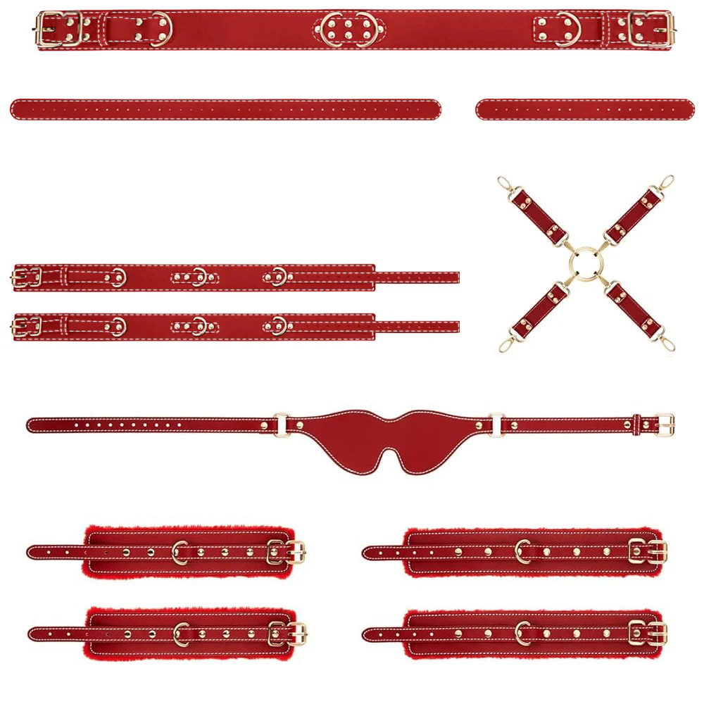 6PCS Sex Bondage BDSM Kit with Adjustable Cuffs Blindfold SM Games For Couple - Image 7