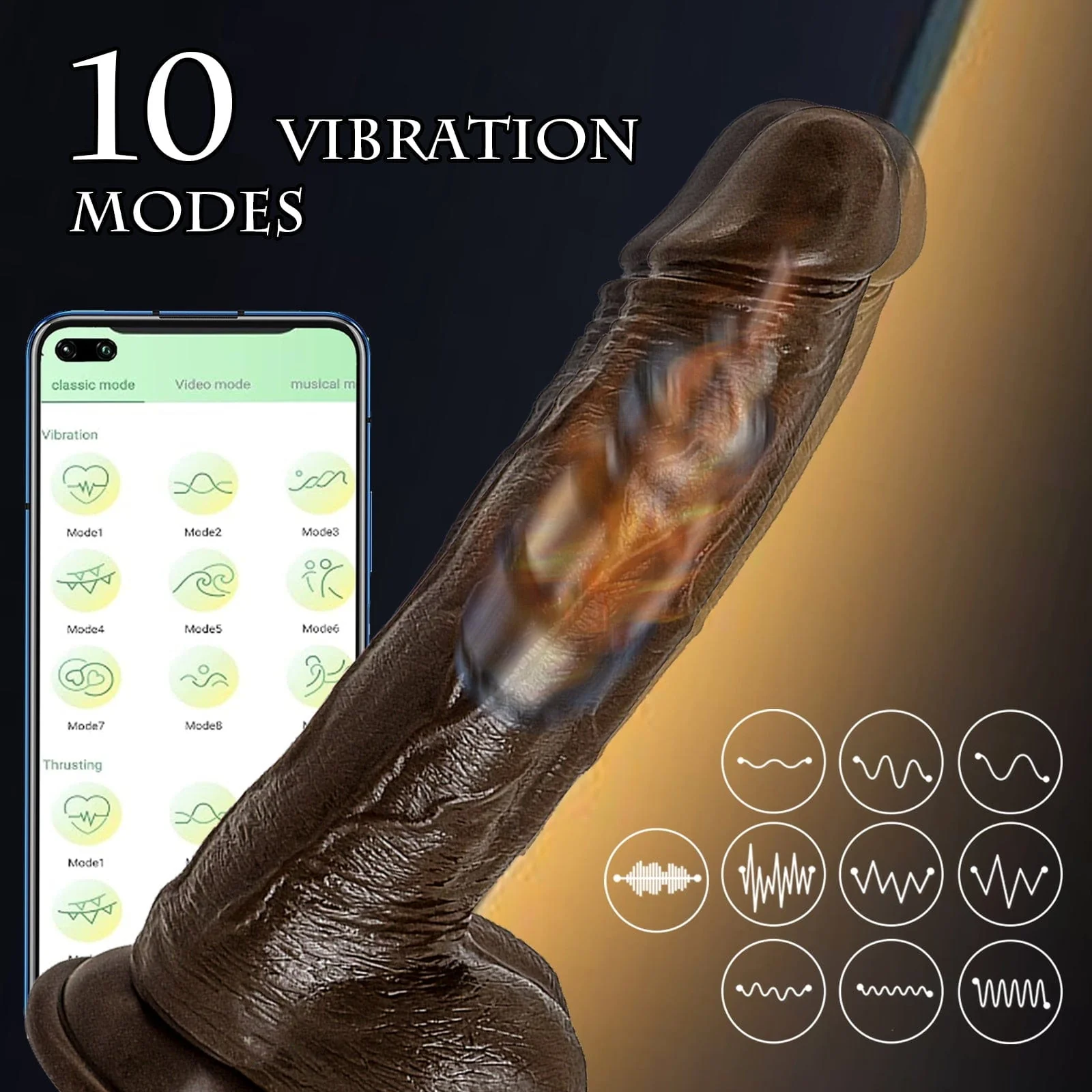 8.6-In Vibrating Thrusting Swing Thick Long Lifelike Dildo With Remote Control - Image 8