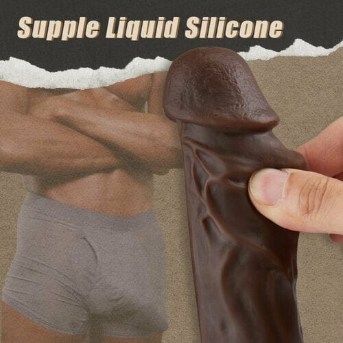 9.05 Inch Realistic 8 Thrusting Vibrating Heating Black Dildo with Remote Control - Image 2