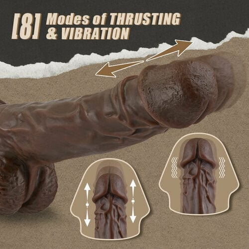 9.05 Inch Realistic 8 Thrusting Vibrating Heating Black Dildo with Remote Control - Image 3