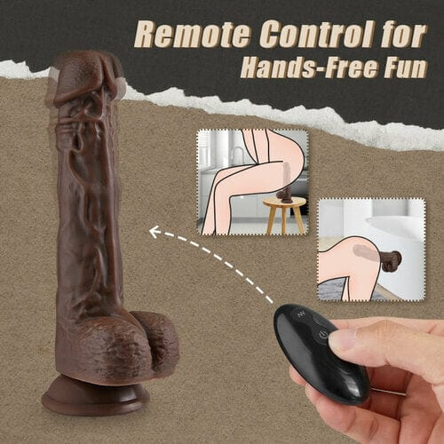 9.05 Inch Realistic 8 Thrusting Vibrating Heating Black Dildo with Remote Control - Image 4