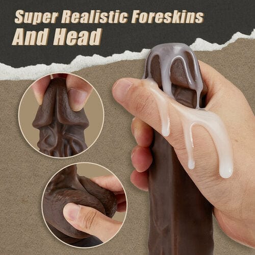 9.05 Inch Realistic 8 Thrusting Vibrating Heating Black Dildo with Remote Control - Image 5