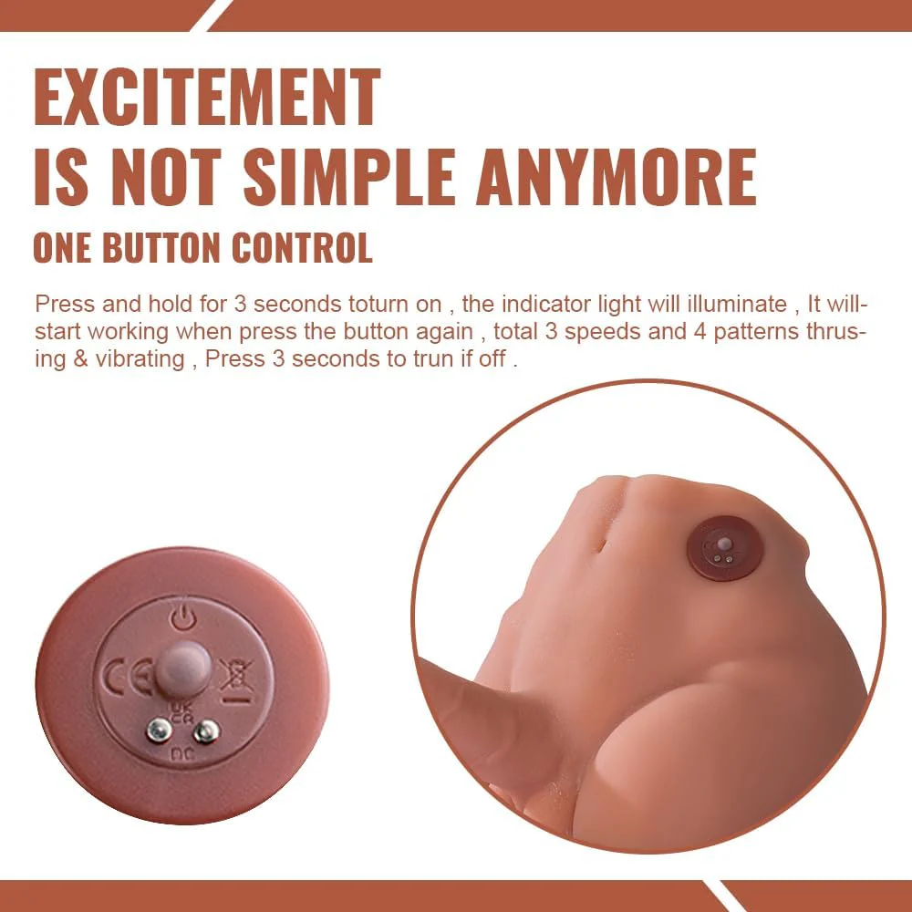 9.57Lb Realistic Male Torso Sex Doll with Thrusting Dildo - Image 4